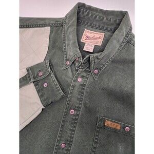 Vintage Woolrich Shooting Shirt Men's XL Green Tan Canvas Hunting Gorpcore